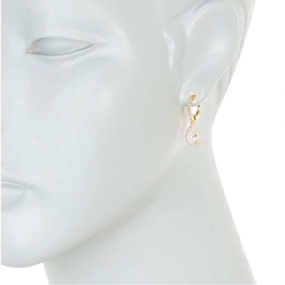 Nadri Gold Teardrop Crystal Drop Earrings, NWT